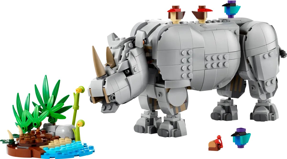 31171 Wild Animals: Majestic Rhino With Birds – Box Of Bricks