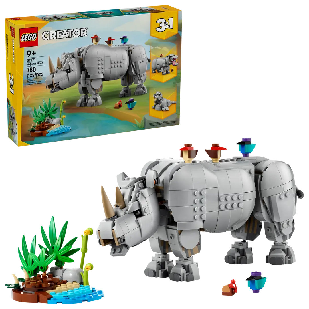 31171 Wild Animals: Majestic Rhino With Birds