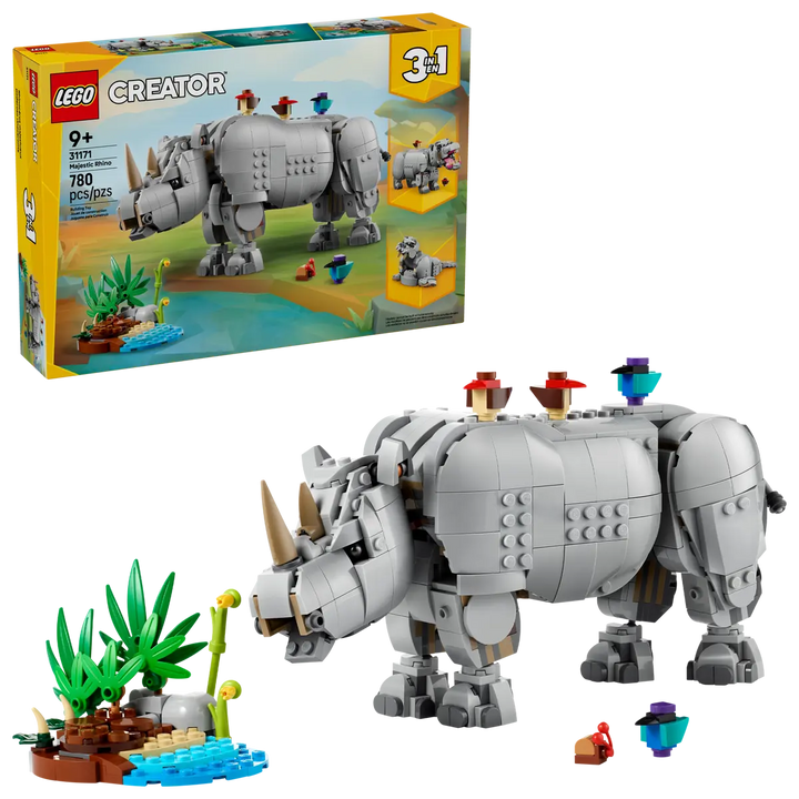 31171 Wild Animals: Majestic Rhino With Birds
