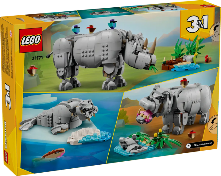 31171 Wild Animals: Majestic Rhino With Birds