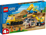 60391 Construction Trucks and Wrecking Ball Crane