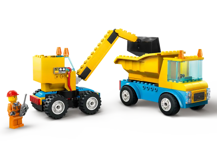 60391 Construction Trucks and Wrecking Ball Crane