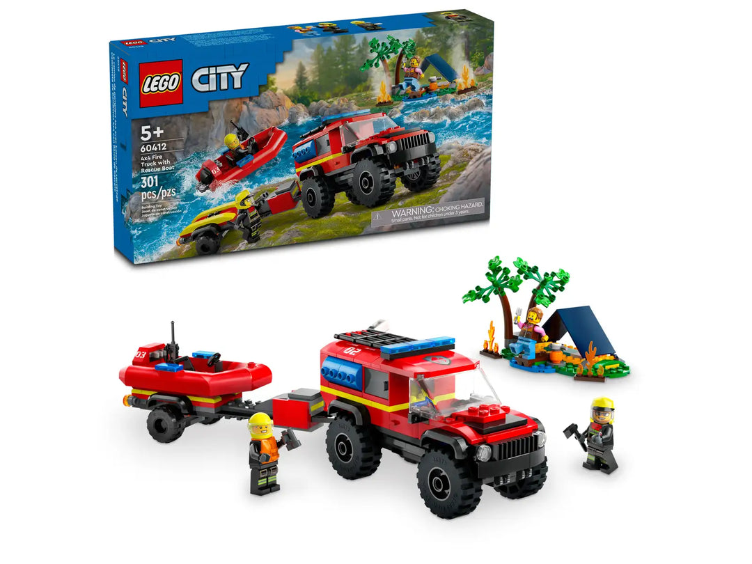 60412 4x4 Fire Truck with Rescue Boat