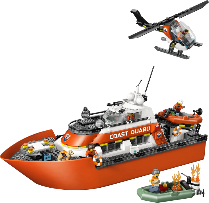 60504 Coast Guard Rescue Boat & Helicopter
