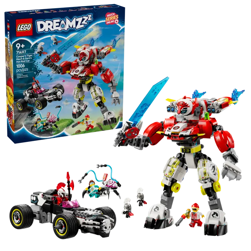 71497 Cooper's Tiger Mech & Zero's Hot Rod Car