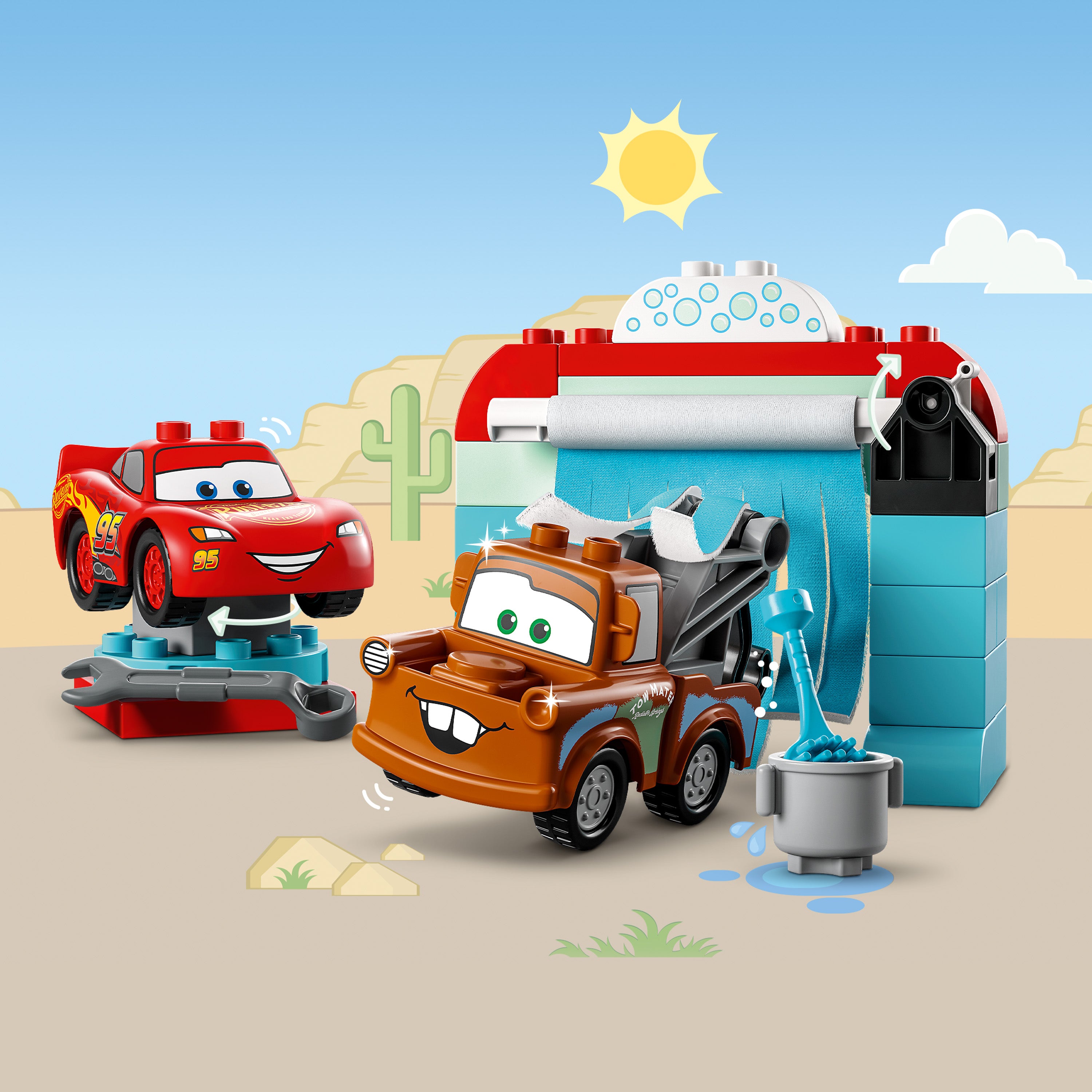 10996 Lightning McQueen Mater s Car Wash Fun Box Of Bricks